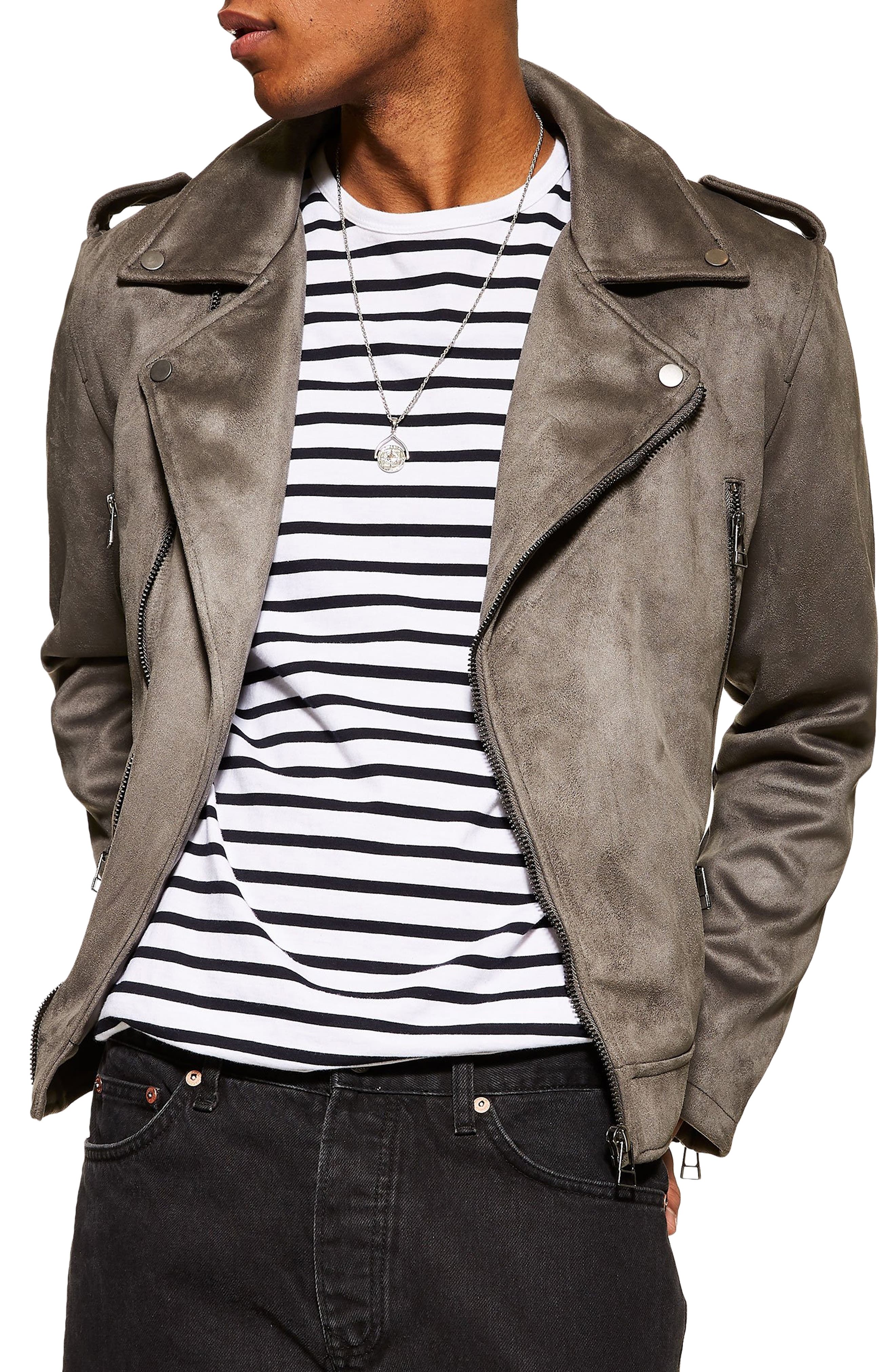 faux suede biker jacket men