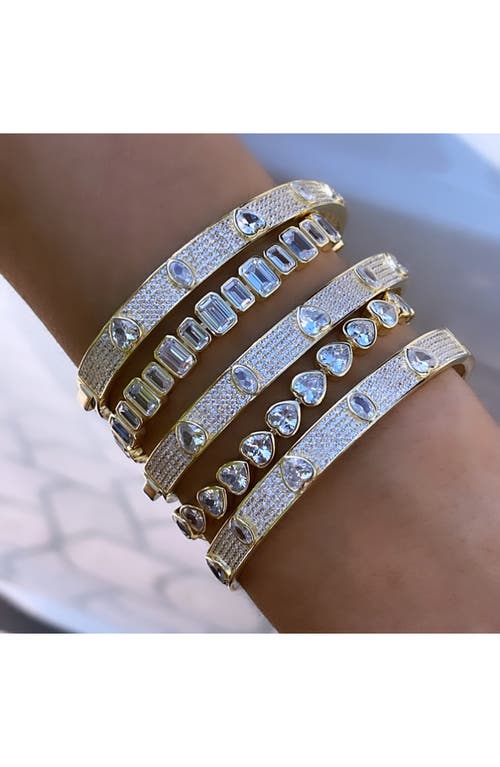Shymi Cubic Zirconia Heart Tennis Bracelet In Gold/white