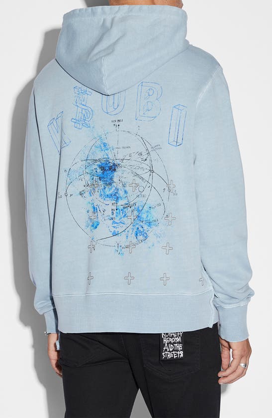 Shop Ksubi Diagrams Kash Cotton Graphic Hoodie In Blue