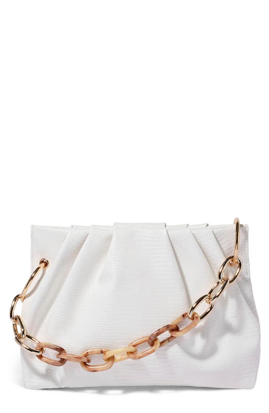 House Of Want Chill Vegan Leather Frame Clutch In Summer White Lizard