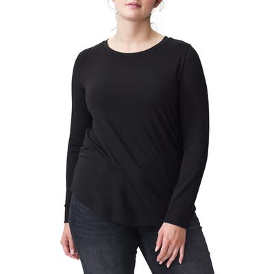 Plus Size Universal Standard T Rex Long Sleeve Tee, Size XL (26W-28W) Petite Plus - Black