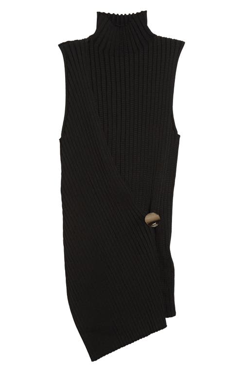 Shop Jil Sander Asymmetric Sleeveless Rib Sweater In Black