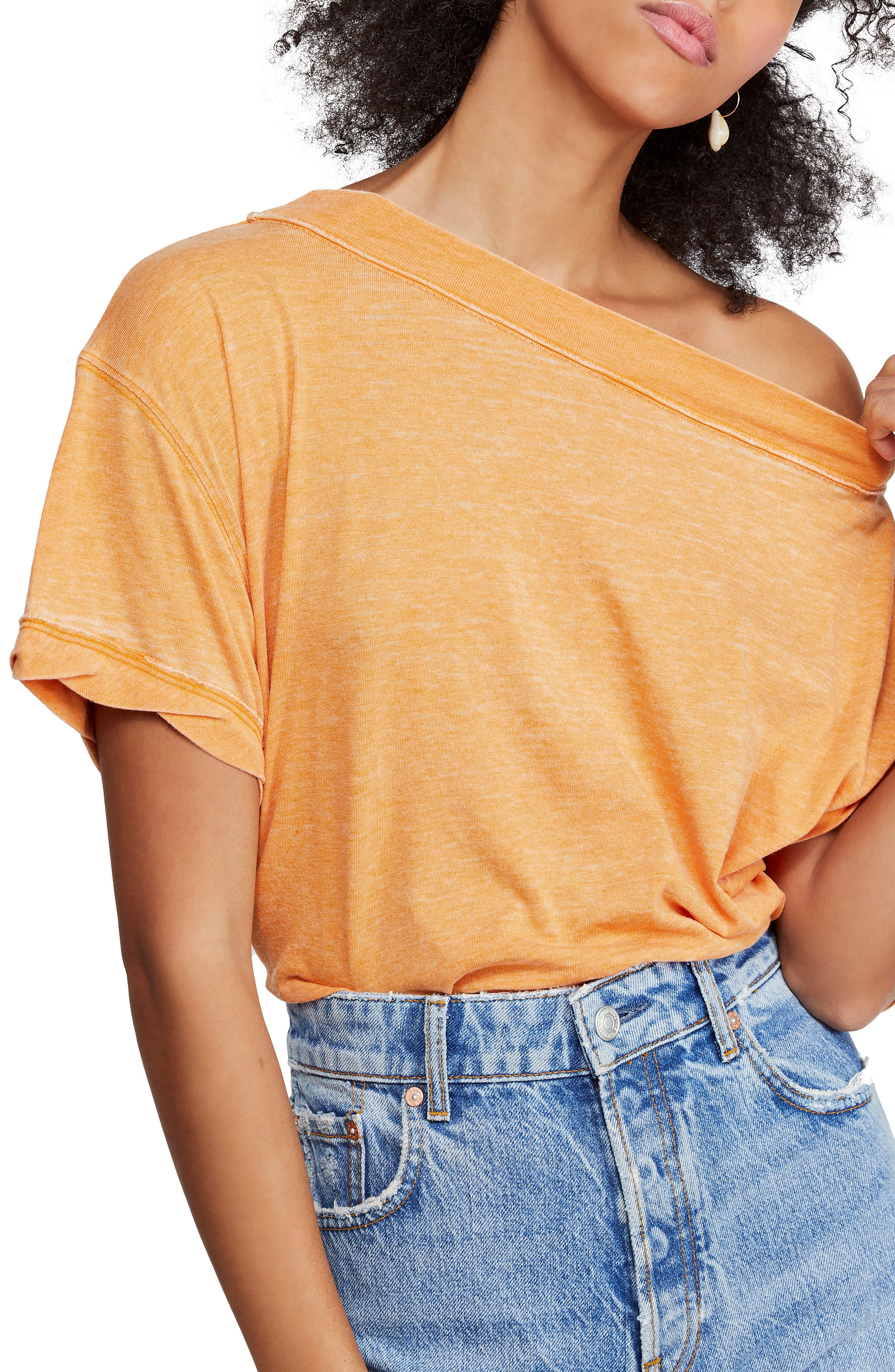 Free People Viola Open Back Tee, Orange