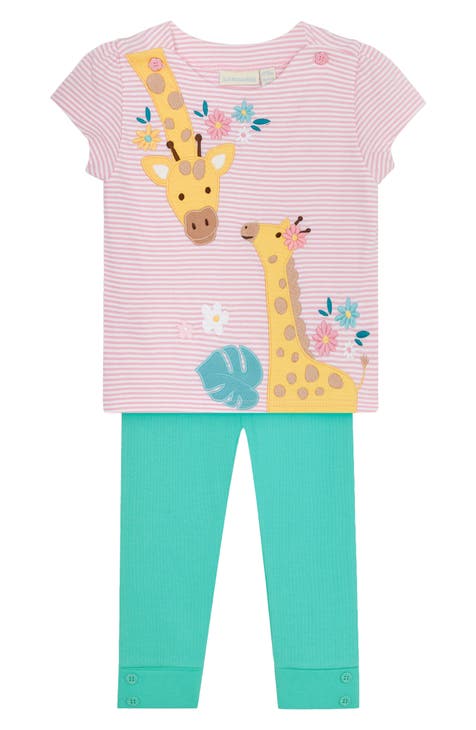 Giraffe Appliqué Cotton T-Shirt & Leggings Set (Baby)