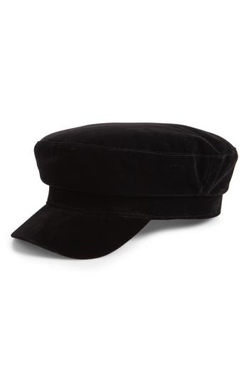Nordstrom Rack Velvet Newsboy Cap In Black