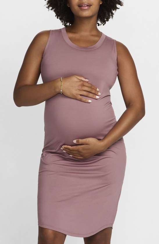 Shop Nike Dri-fit Sleeveless Knit Maternity Dress In Smokey Mauve