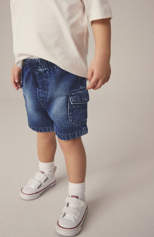 Shop Next Kids' Denim Cargo Shorts In Blue