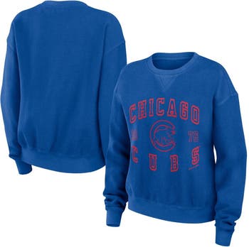 Lids Chicago Cubs WEAR by Erin Andrews Women's Modest Patches Cropped  Pullover Hoodie - Royal