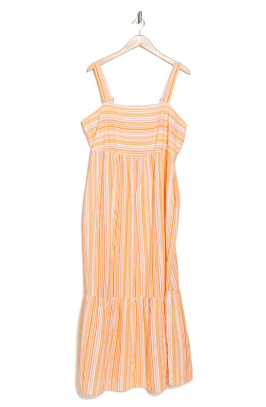 London Times Smocked Tiered Maxi Dress In Orange