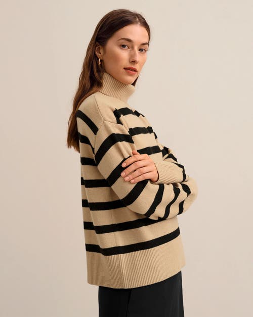 Lilysilk The Tarra Stripe Sweater In Brown