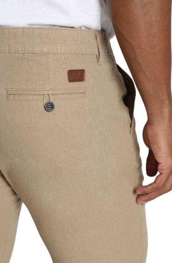 Shop Jachs Straight Fit Linen Blend Pants In Tan