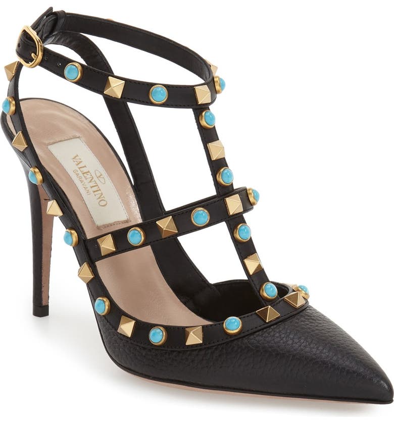 VALENTINO GARAVANI Valentino 'Rockstud' T-Strap Pump, Main, color, 002