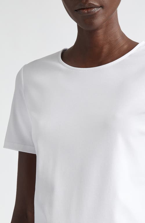 Shop Lafayette 148 New York Stretch Cotton Crewneck T-shirt In White