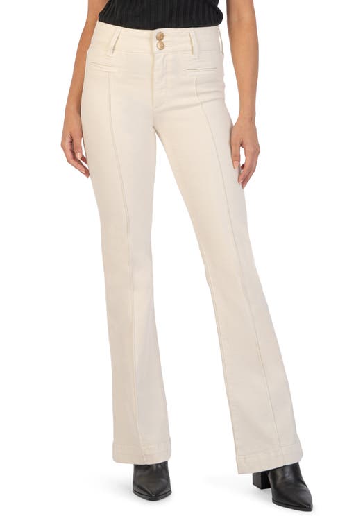 KUT from the Kloth Ana Pintuck Welt Pocket High Waist Flare Jeans in Ecru at Nordstrom, Size 16