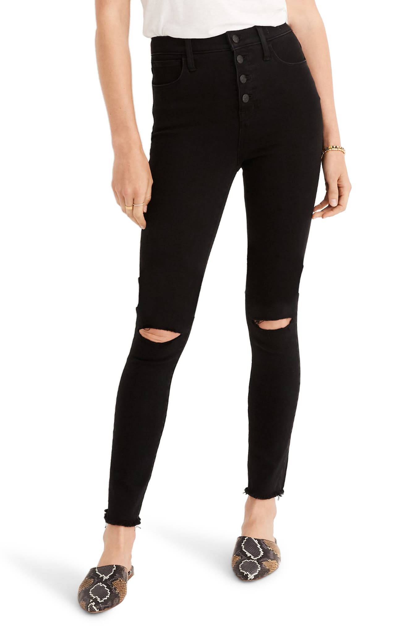 madewell black button fly jeans