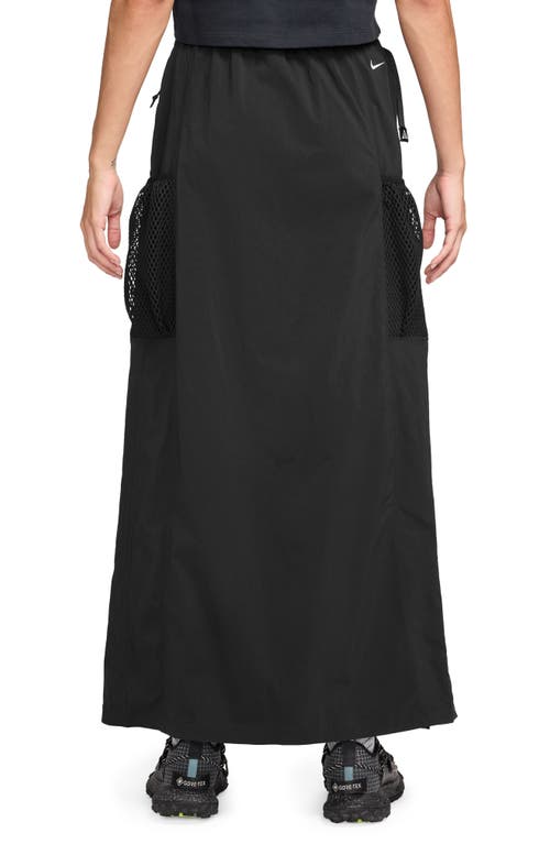 Shop Nike Acg Snowgrass Uv Utility Cargo Maxi Skirt In Black/summit White