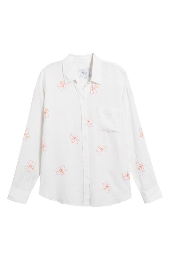 Shop Rails Charli Linen Blend Button-up Shirt In Hibiscus Embroidery