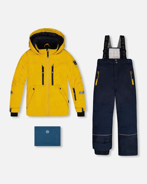 Shop Deux Par Deux Big Boy's Two Piece Technical Snowsuit Yellow And Navy In Dress Blue