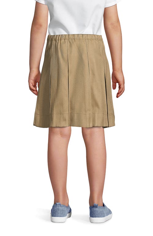 Shop Lands' End School Uniform Girls Solid Box Pleat Skirt Top Of Knee In Khaki