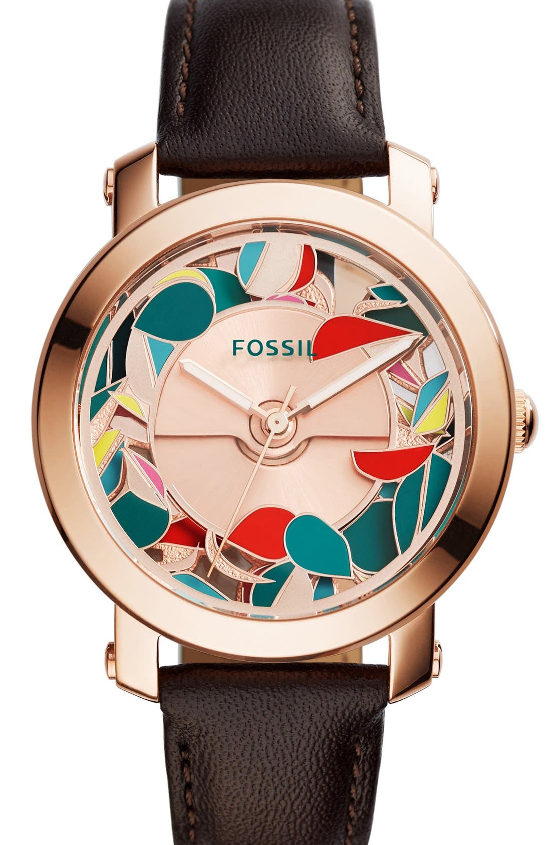 Fossil 'Kaleido' Automatic Leather Strap Watch, 38mm | Nordstrom