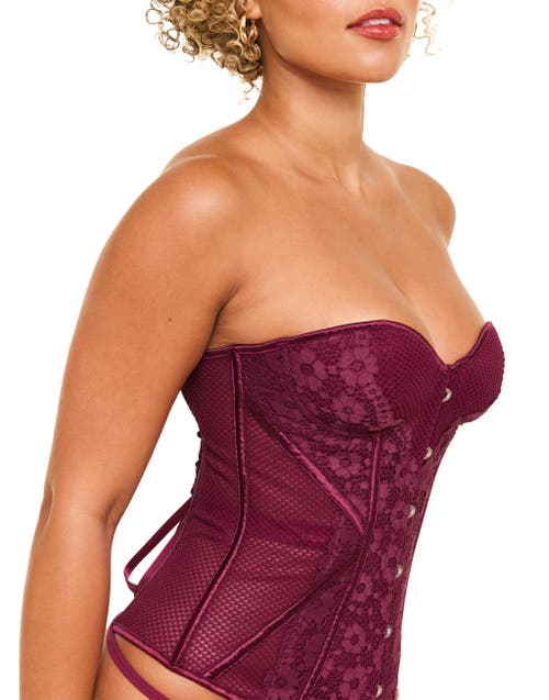 Shop Adore Me Padma Sweetheart Corset & G-string Set In Dark Purple