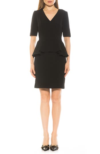 Alexia Admor Atlas V-neck Sheath Midi Dress In Black