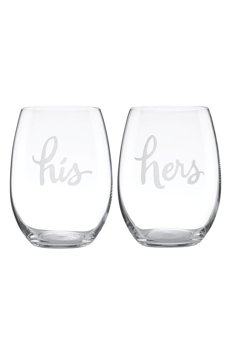kate spade new york his & hers set of 2 stemless wine glasses |  Nordstromrack