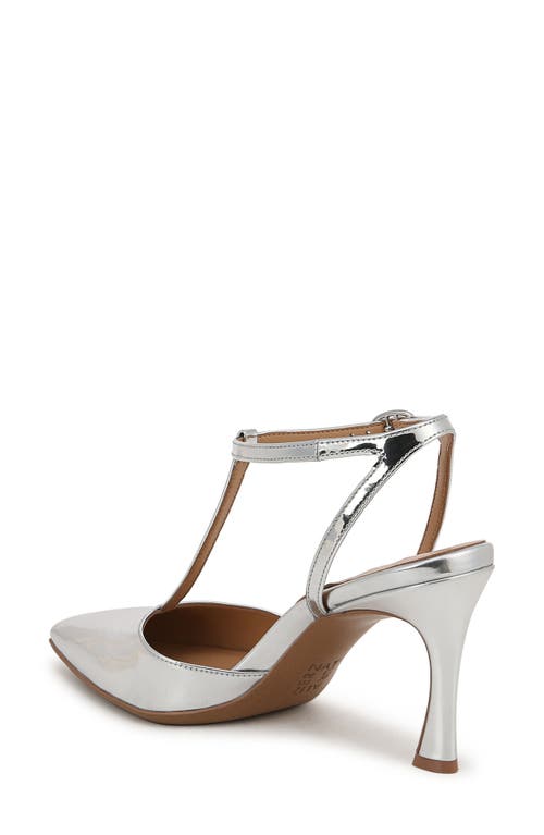 Naturalizer Astrid T-strap Pointed Toe Pump In Silver Faux Leather