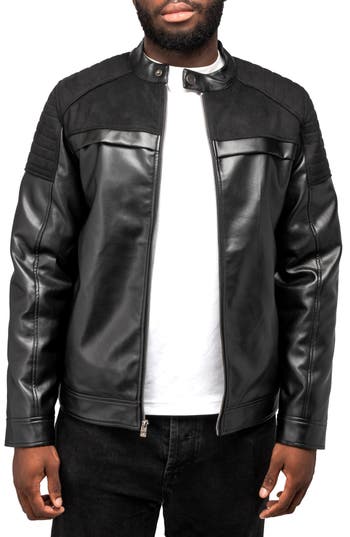 X-ray Xray Faux Leather Jacket With Faux Fur Lining In Black/black