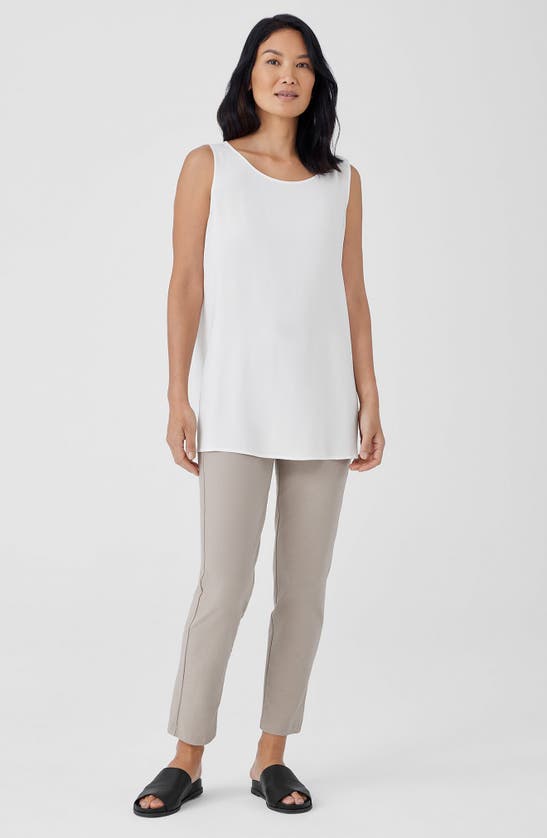 Shop Eileen Fisher Ballet Neck Silk Tunic Top In Ivory