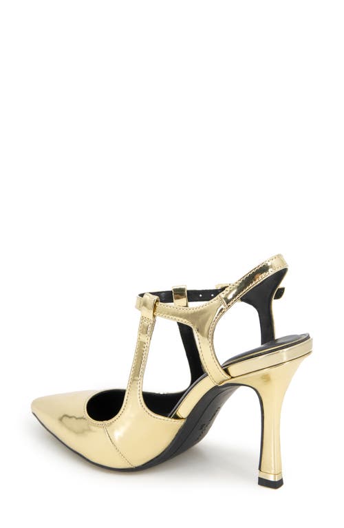Kenneth Cole Romi Ankle Strap Pointed Toe Pump In Gold