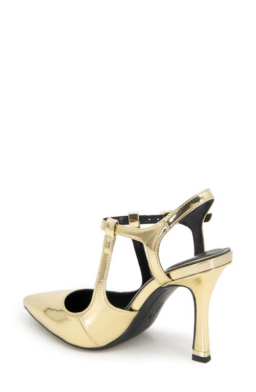 Shop Kenneth Cole Romi Ankle Strap Pointed Toe Pump In Gold