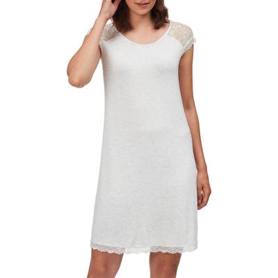 The White Company Lace Cap Sleeve Nightgown, Grey