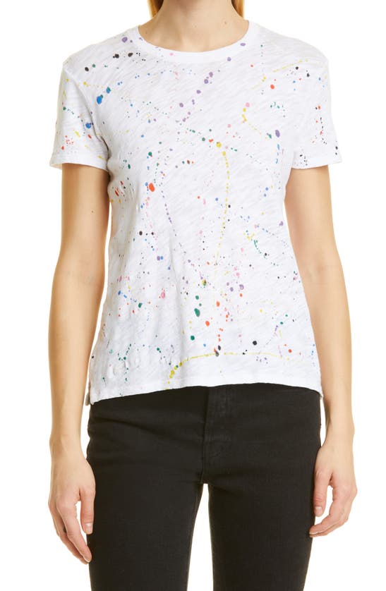 Atm Anthony Thomas Melillo Splatter Print Slub Jersey T-shirt In White Combo