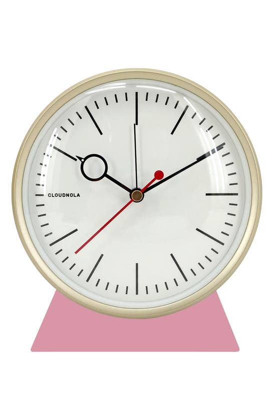 Cloudnola Bloke Wooden Mantel Clock In Pink