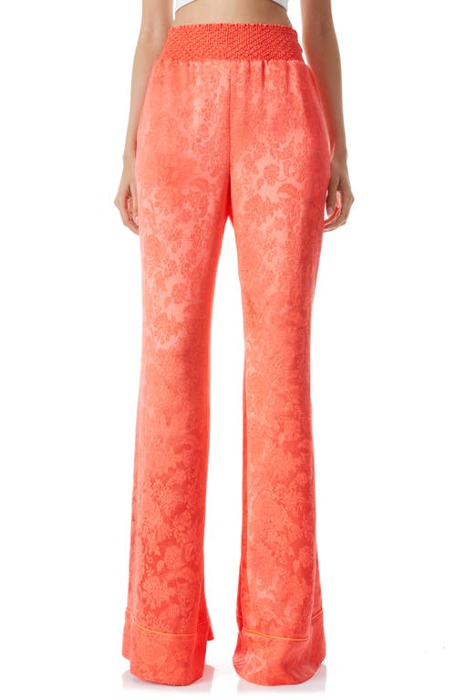 Alice + Olivia Willis Floral Jacquard Pajama Pants in Bright Coral
