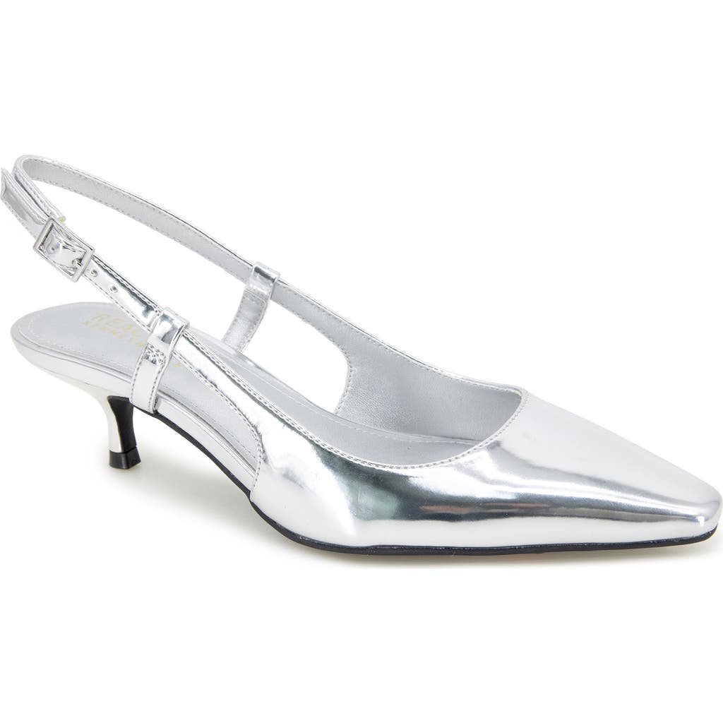 Reaction Kenneth Cole Maggie Kitten Heel Slingback Pump In Silver