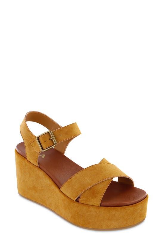Shop Mia Renay Ankle Strap Platform Wedge Sandal In Tan