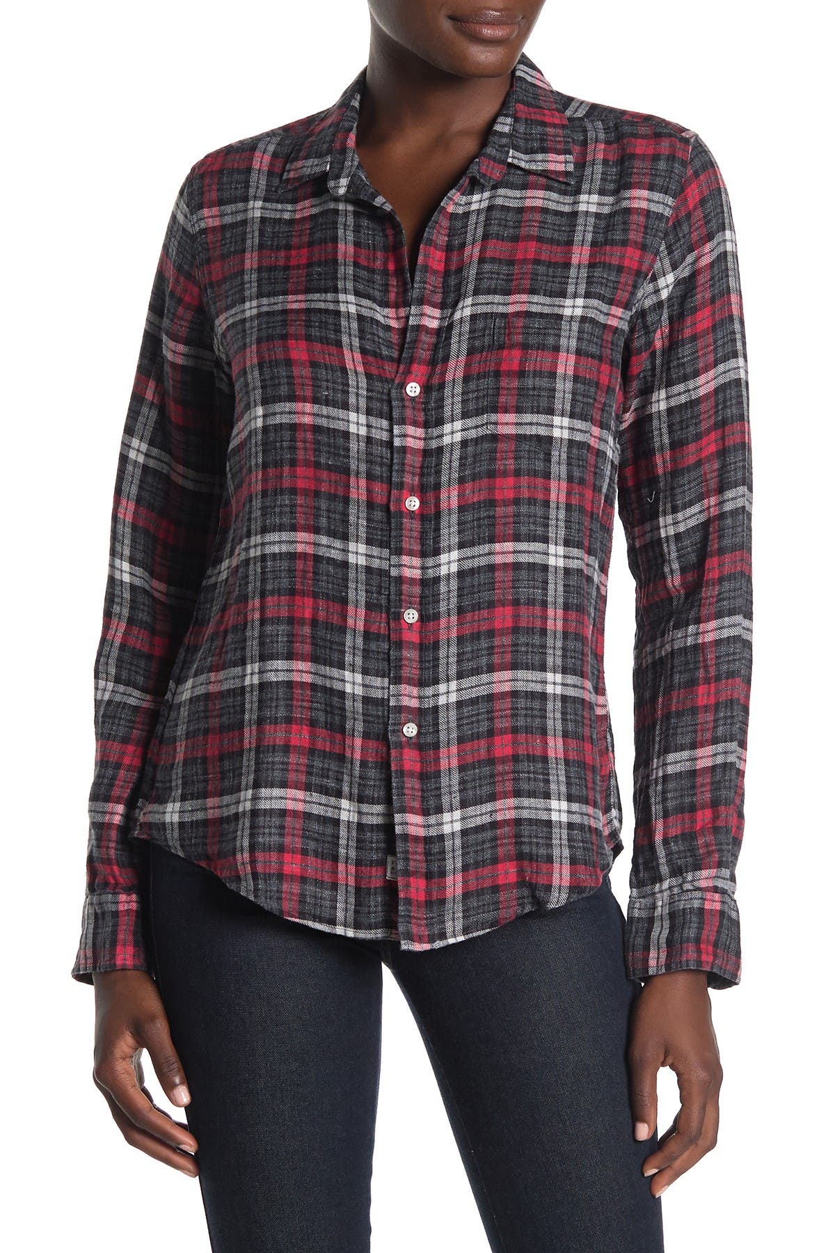 Frank Eileen Barry Plaid Button Front Linen Shirt Nordstrom Rack