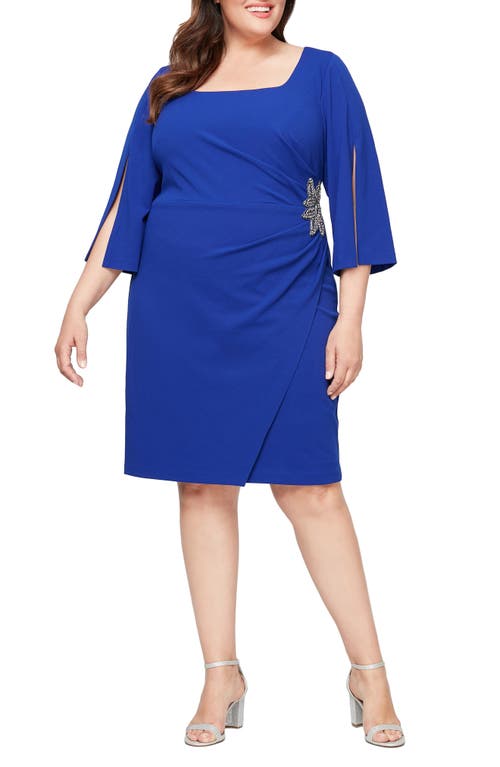 Alex Evenings Ruched Embellished Sheath Dress in Royal at Nordstrom, Size 22W