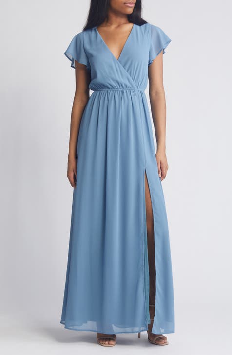Lost in the Moment Flutter Sleeve Gown