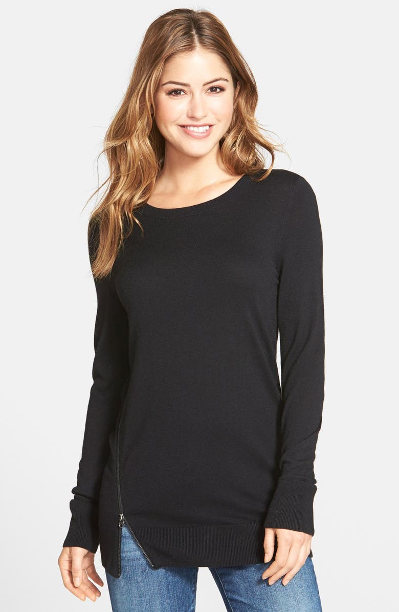 Halogen® Zip Detail Pullover Sweater (Regular & Petite) | Nordstrom