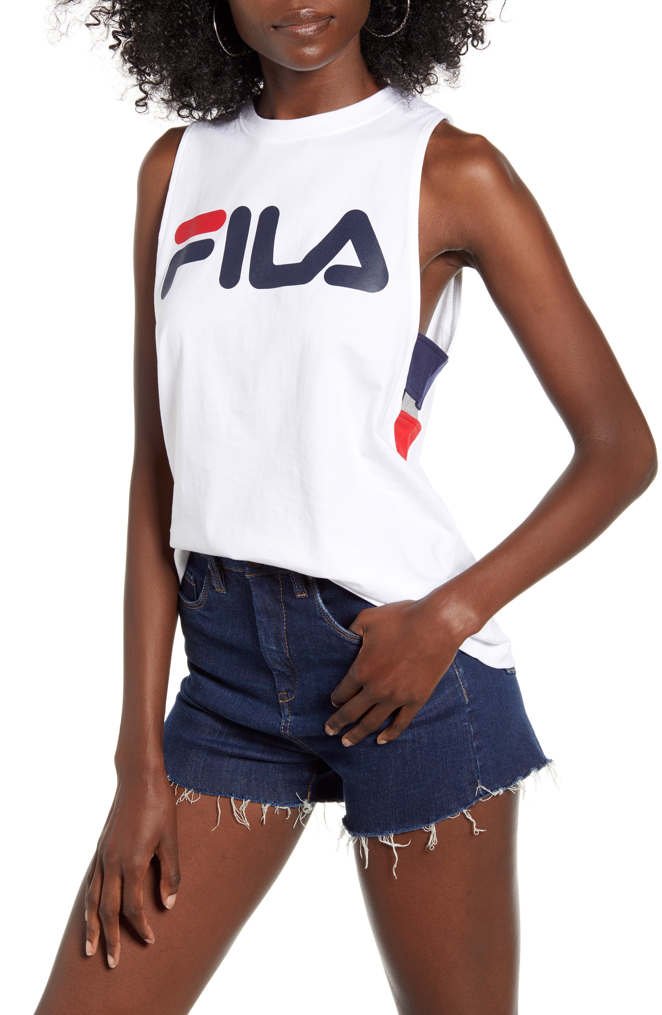 UPC 791272497772 product image for FILA Anzu Tank in White/Pea Coat/Chinese Red at Nordstrom, Size Medium | upcitemdb.com