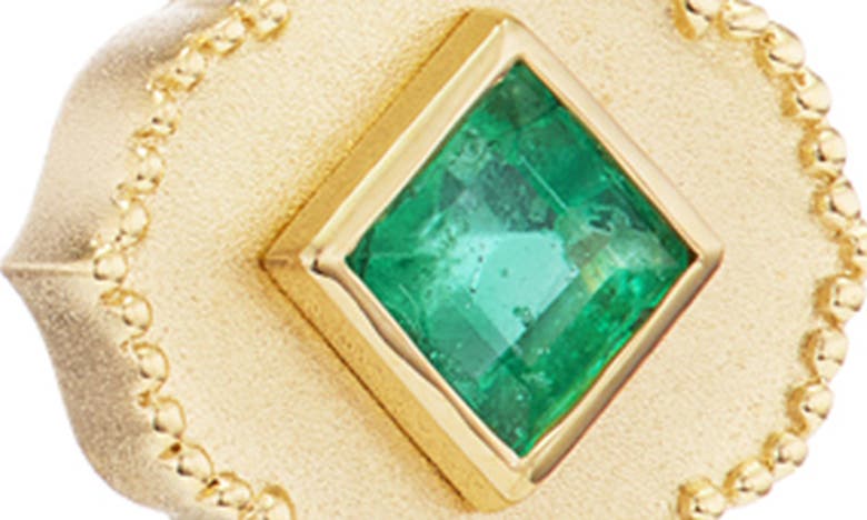 Shop Orly Marcel Lotus Emerald & Diamond Huggie Hoop Earrings In Green