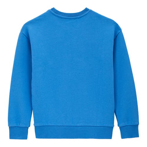 Shop Vilebrequin Kids' 3d Print Turtle Cotton Crewneck Sweatshirt In Ocean