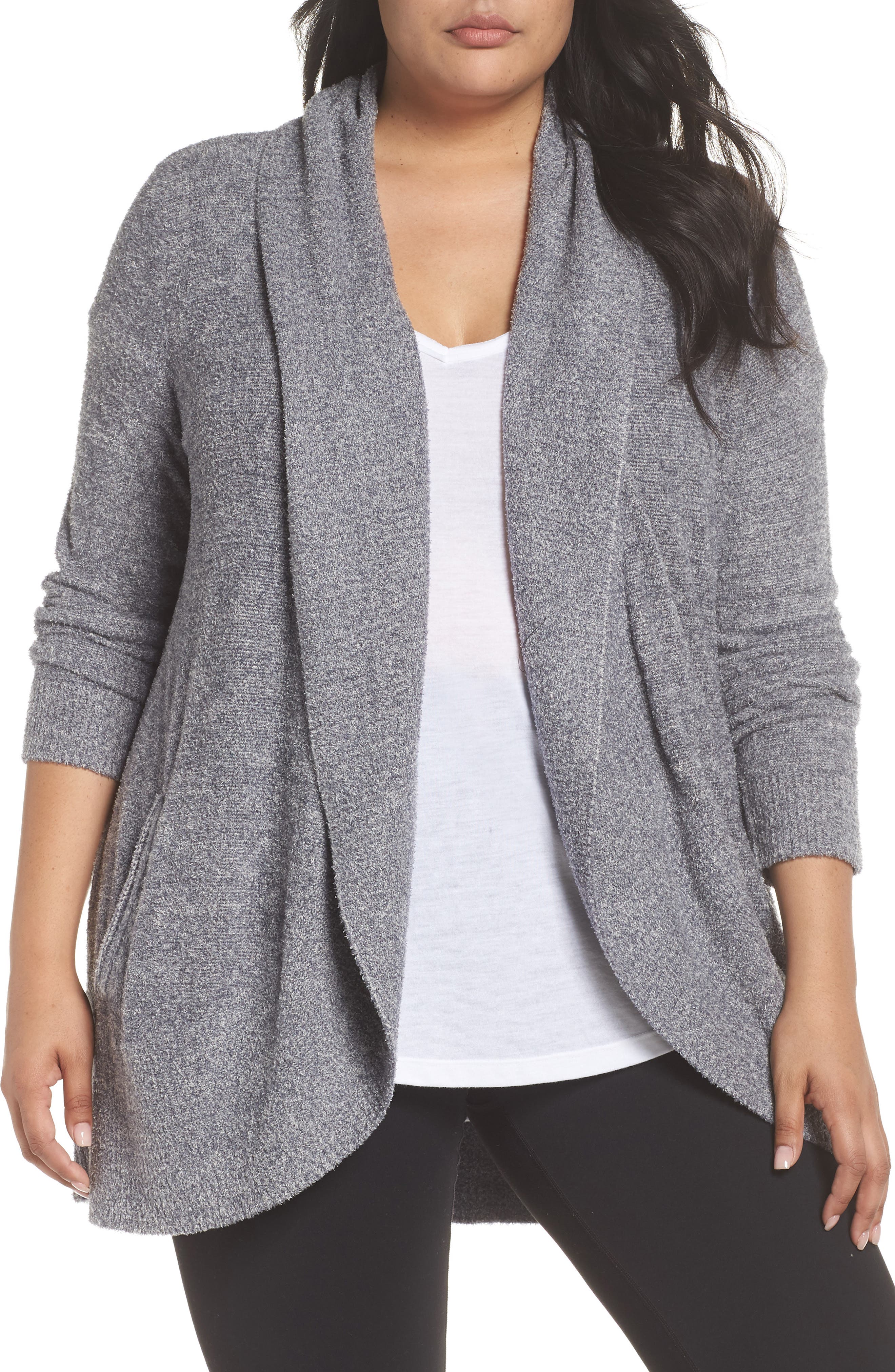 Plus Size Barefoot Dreams Cozychic Lite Circle Cardigan, Blue