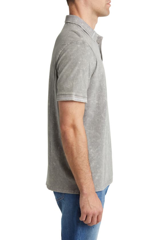 Stone Rose Acid Wash Polo In Grey