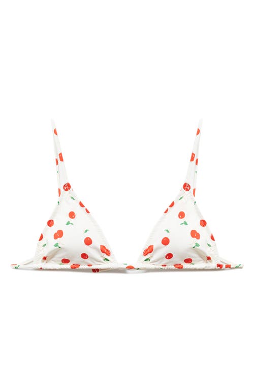 MANGO Cherry Triangle Bikini Top White at Nordstrom,