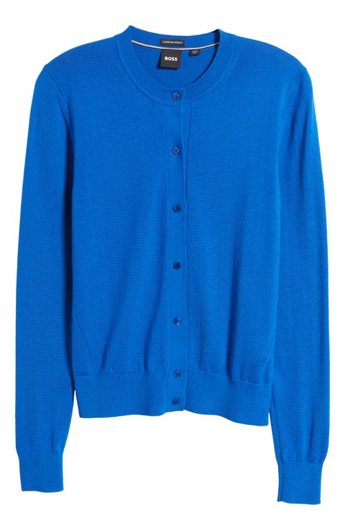 Shop Hugo Boss Boss Fadenasi Wool Cardigan Sweater In Sonic Blue