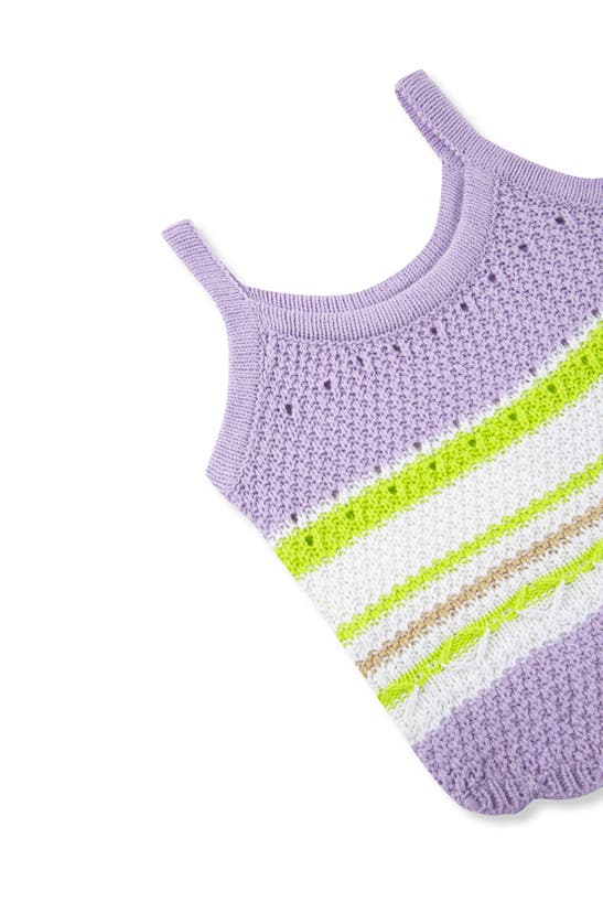 Shop Habitual Kids' Crochet Tank & Denim Shorts Set In Purple Multi